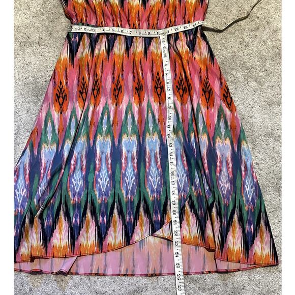 Athleta Ikat Martinique Dress Sleeveless Size Medium Multi Color Tassel Tie Back - Picture 6 of 9